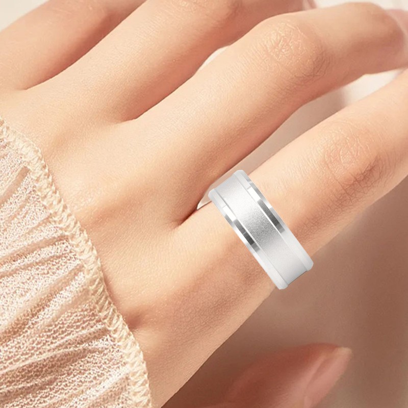 Smart Health Ring Silver Pedometer Waterproof Body Temperature Monitoring Sleep