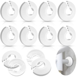 12 Pieces Water Pipe Covers, White Radiator Pipe Collars, Plastic Decorative Wall Pipe Covers White, Suitable for 12, 16, 20 mm Diameter Pipe Decoration (16 mm)