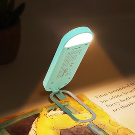 Akomid Book Light, USB Rechargeable Reading Light, Eye-Cared Amber Light Mode Book Light for Reading in Bed Kids, 8 LEDs Bookmark Portable Book Light Clip on, Stepless Dimming, Lake Blue