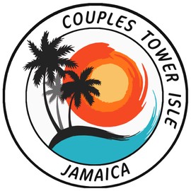 Couples Tower Isle, Jamaica Tropical Scene Decorative Car Truck Window Sticker Decal Vinyl Die-Cut Badge Emblem Vacation Souvenir Travel Gear Ocean Island Beach