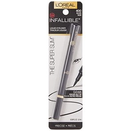 LOral Paris Makeup Infallible Super Slim Long-Lasting Liquid Eyeliner, Ultra-Fine Felt Tip, Quick Drying Formula, Glides on Smoothly, Black, 0.034... 