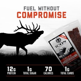 ICON Meats Elk and Beef Jerky Steak Strips - Original Flavor - 8 Packs Per Box, 2 Strips Per Pack, USDA Approved, All Natural Meat Sticks, Diet Friendly, High Protein, Low Calorie, Low Sugar