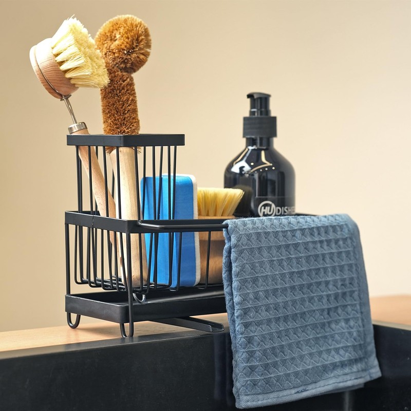HomeUp Carbon Steel Kitchen Sink Caddy Rustproof Self Draining Sponge