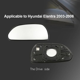Driver Side Mirror Replacement Glass for Hyundai Elantra 2003-2006,Automotive Exterior Heated Left Side View Mirror Glass for 2003 2004 2005 2006 Hyundai Elantra(SKOUIO 01-S)