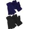 SATINIOR 2 Pair Unisex Winter Half Finger Gloves Knitted Fingerless