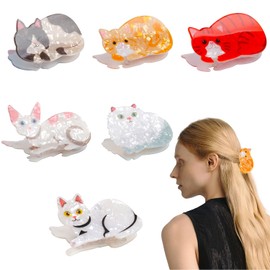 ASUNFO 6 Pcs Cat Hair Clips Small Cat Claw Clip Hairpins Hair Accessories for Women Girls 6 Styles