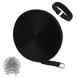 AUMAYCO 10m x 2cm Reusable Cable Ties with 50 Metal Buckles, Adjustable Fastening Cable Straps, Cuttable Hook and Loop Strap for Office, Home Wire Tidy, Cable and Wire Organiser