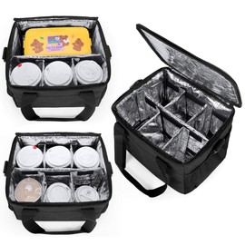 Trunab Reusable 6 Cups Drink Carrier for Delivery Insulated Drink Caddy with Handle and Shoulder Strap, Adjustable Dividers, Beverages Carrier Tote Bag, for Daily Life Takeout, Outdoors, Travel