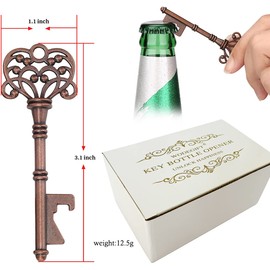 WODEGIFT 100 PCS Wedding Favors Key Bottle Openers,Bridal Shower Party Favors,Vintage Skeleton Key, Rustic Wedding Favors Decoration (5 colors mix and match)
