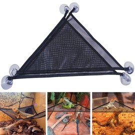 2Pack Bearded Dragon Lizard Hammock, KABASI Triangle Shape with Strong Suction Cup Reptile Breathable Mesh Hammock, Terrariums Habitat Decoration for Large & Small Geckos, Chameleon, Black