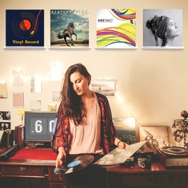 8 Pack Vinyl Record Shelf Wall Mount, ULENDIS Clear Acrylic Album Record Holder for Display Daily Listening, Floating Shelves with Installation Hardware and Tools