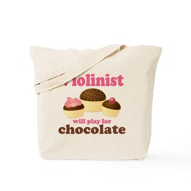 CafePress Chocolate Violin Tote Bag Reusable Natural Beige Canvas Shopping Bag