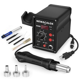 NEWACALOX Hot Air Rework Station 500°C Soldering Station with Hot Air Gun, Airflow Adjustable, Desoldering Station for BGA IC, SOIC CHIP, QFP, PLCC, etc.