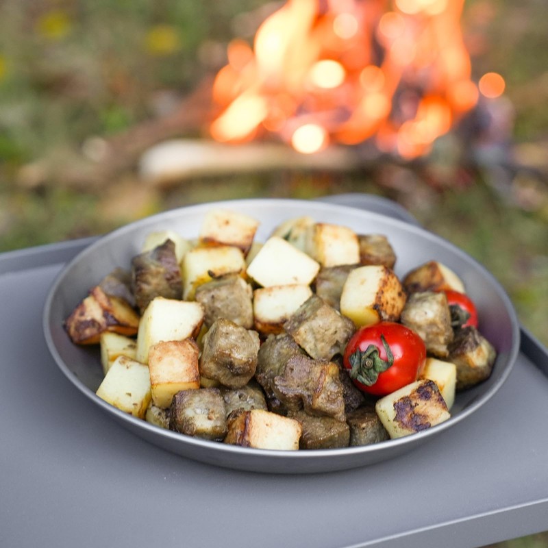 MAXCOOK 2 pcs Titanium Camping Plate Dishes,7.68 Inch Ultralight Durable