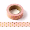 CIAJIE Pink Foil Dots Washi Tape,5/8" x 393 inches(15mm*10M) Pink