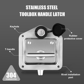 Tutor Auto 2-Pack T-Handle Latches, Truck Bed Tool Box Latch with Highly Polished Stainless Steel Locks, Gaskets, and 4 Keys - for RV, Camper, Truck, Trailer, Toolbox