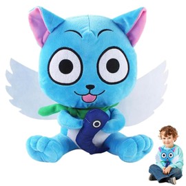 YISKY Fairy Tail Plush Toy, 26 cm Fairy Tail Plush Doll, Fairys Tails Cat Doll, Fairy Tail Figure Plush, Fairy Tail Cartoon Plush, Happy Cat Plush, Fairy Tail Cuddly Toy, for Boys and Girls