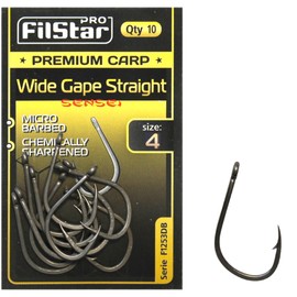 PRO FILSTAR 10 Piece Fishing Hook Set Wide Gape Straight N4 - Hooks for Carp Fishing - Carp Fishing Accessories - Pop Up Boilies Carp Hooks - Carp Fishing Hooks - Fishing Accessories Carp - Carp Rigs