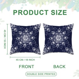 Betadistor Cushion Covers Large Soft Square Pillow Cases for Sofa 18 inch Pack of 2 for Bedrooms(45cm x 45cm), Blue Floral 501-0007