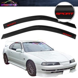 Unbranded Fit For 92-96 Honda Prelude 2DR Coupe Window Visor Wind Guard w/ Red SPORT