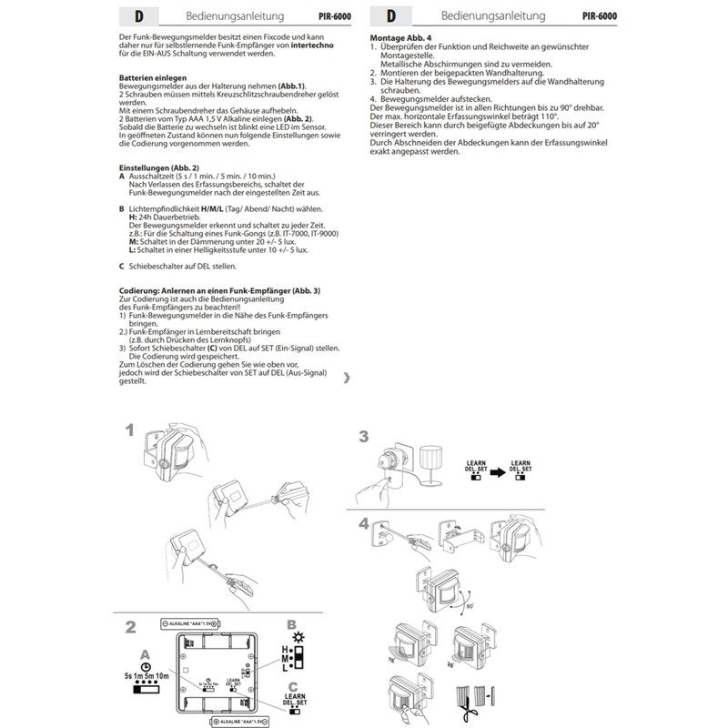 intertechno® Wireless Ourdoor PIR-6000 Motion Sensor 91 x 83 x