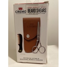 Cremo Beard Shears w Mini Comb and Case High Quality Steel Mustache Sideburns