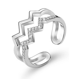 High and Lows Ring for Daughter Wave Ring for Girls Inspiration Ring Gift for Women Cz Ring (silver)