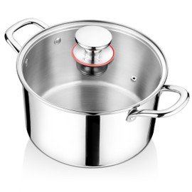 Onader 18/10 Stainless Steel Stock Pot 8 Quart Cooking Induction Pot Tri-Ply Stockpot with Lid