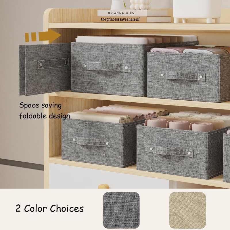 ENUMAIL Pack of 2 Storage Baskets for Shelves, Foldable Fabric