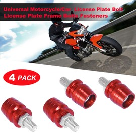 Motorcycle License Plate Bolts, License Plate Screws Decorative Aluminum Alloy M6 License Plate Bolt, Motorcycle License Plate Screws Fit Most Motorcycles Vehicles Cars Trucks ect - RED- Set of 4