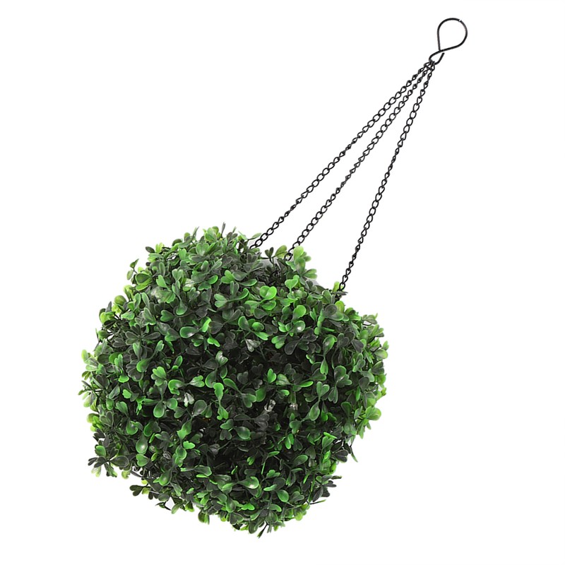 Solar LED Rattan Ball Lights Hanging Simulation Plastic Green Leaves