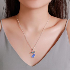 Wendalern Rhinestone Cat Necklace for Cat Lovers Cute Crystal Kitty Pendant Necklace Dainty Hollow Cat Animal Necklace Chain Lovely Kitten Jewelry Gifts for Women Girls