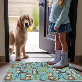 MIEPOS Cute Otter Indoor Door Mat,Sea Otters Ocean Doormat, 29.5x17in Non-Slip Rubber Backing Floor Mat,Entry Rug,for Living Room,Office,Rv,Kitchen,Entryway Doorways Mats Decor,Doormats Gifts