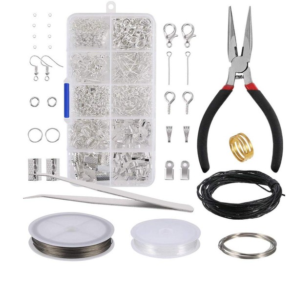 Jewellery Making Set, Jewellery Craft Accessories, 912 Pieces, Silver Accessories