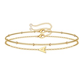 M MOOHAM Mothers Day Teen Girls Gifts - Dainty Initial A Letter Bracelets, Gold Bracelet Birthday Gifts Jewelry for Women Teens Teenage Girl Gold Jewelry Teen Girls Trendy Stuff Gift Mothers Day