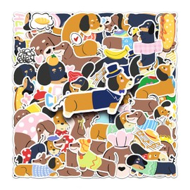 50 Pcs Kawaii Dachshund Vinyl Stickers,Kawaii Animals Graffiti Stickers,Vinyl Waterproof Sticker for Kids Teens Girls,for Phone Laptop Bottles Skateboard Computer Phone Luggage Guitar Gifts Sticker