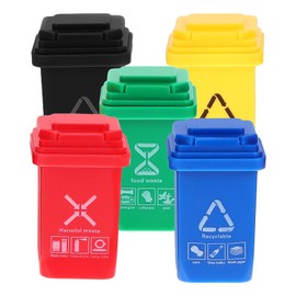 NUOBESTY 5Pcs Miniature Garbage Cans with Opened Lids Small Garbage Bin Model Mini Curbside Vehicle Garbage Bin Trashcan Mini Trash Can for Kids Toddlers 1: 12 Scale Dollhouse Random Style