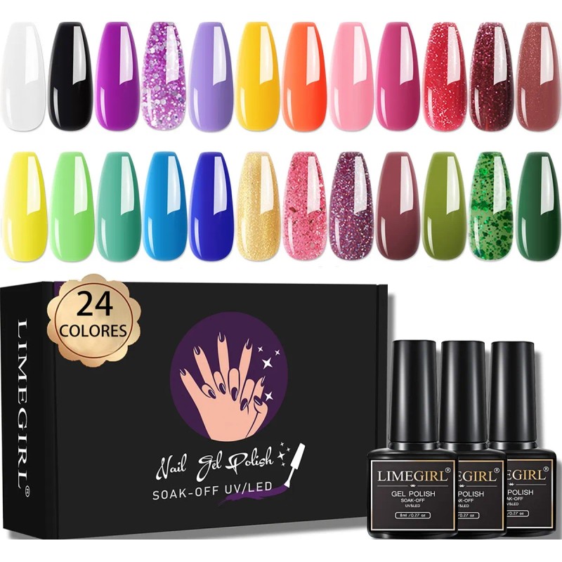 Geles Semipermanente Esmaltes Uñas (kit 24 Pzs Color Gelesh)