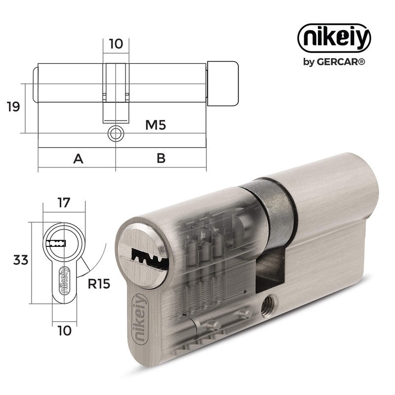 GERCAR Pro Lock Cylinder Profile Cylinder 35/35 Solid Double Cylinder
