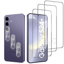 QZJinch [3+3 Pack Screen Protector for SamsungGalaxy S24 Plus,Scratch Resistant,2.5D curved edges,9H Hardness,HD Clear，Case Friendly