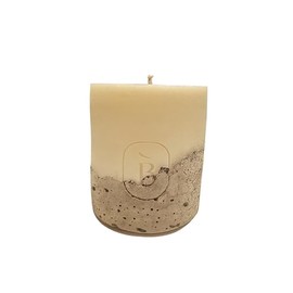 Badalyan Art Studio - Handcrafted Soy Wax Candle with Concrete Base – Minimalist Decorative Candle for Home – Unscented White Candle, Modern Home Décor Gift