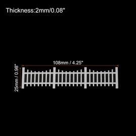 MECCANIXITY 2pcs 4.25 Inch Miniature Garden Fence, Mini Ornament Wood Picket Fence Decorative for Dollhouse Home, DIY 0.08", White Simple Style