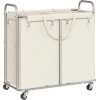 HOOBRO Laundry Basket with Wheels 2-Section Rolling Laundry Hamper Laundry