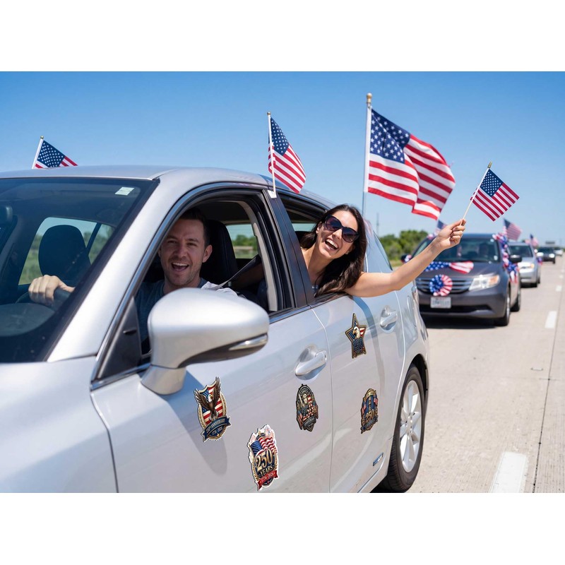 8 PCS 250th Anniversary USA Patriotic Car Magnet