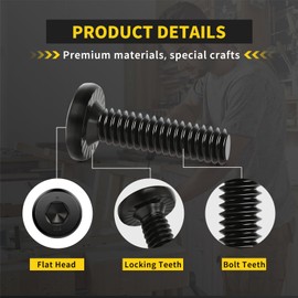 1/4-20 x 3/4"(25 Pack) Flat Head Hex Socket Cap Screws Bolts, FIXLINK Allen Hex Drive, Fully Threaded, Electrophoresis, Hex Spanner Included