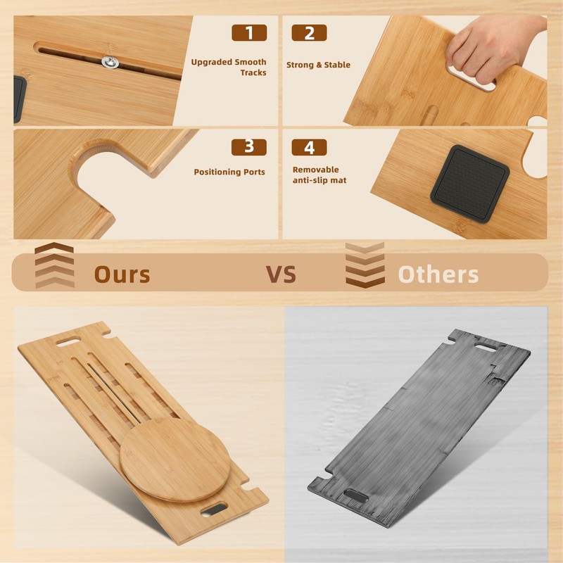 Slide Transfer Board with Turntable,Slide Board MakeTransfers Easier,Heavy-Duty Sliding Board
