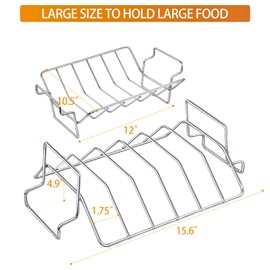 Burly grill Turkey Rack Turkey Roast Rack for Big Green Egg, BBQ Rib Rack for Smoking Turkey Smoker Roasting Rack Roaster Pan Stainless Steel for Large Big Green Egg for Kamado Joe Pit Boss