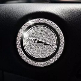 Jaguar Start Button Bling Car Décor Crystal Rhinestone Car Bling Ring Emblem