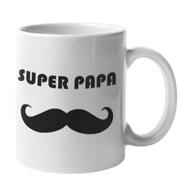Shirtinator Tasse Papa Geschenk I Super Papa I Geburtstag Vatertagsgeschenk Geschenkidee Vater-tag Schnurrbart