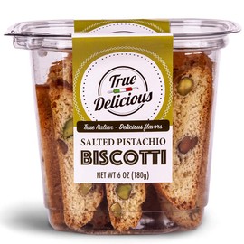 True Delicious SALTED PISTACHIO BISCOTTI, Fine Italian Dessert (4 boxes of 6oz each)